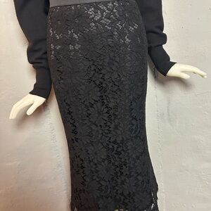 Dolce & Gabbana Black Lace Pencil Skirt -High -Waisted,Silk Lined Made In Italy